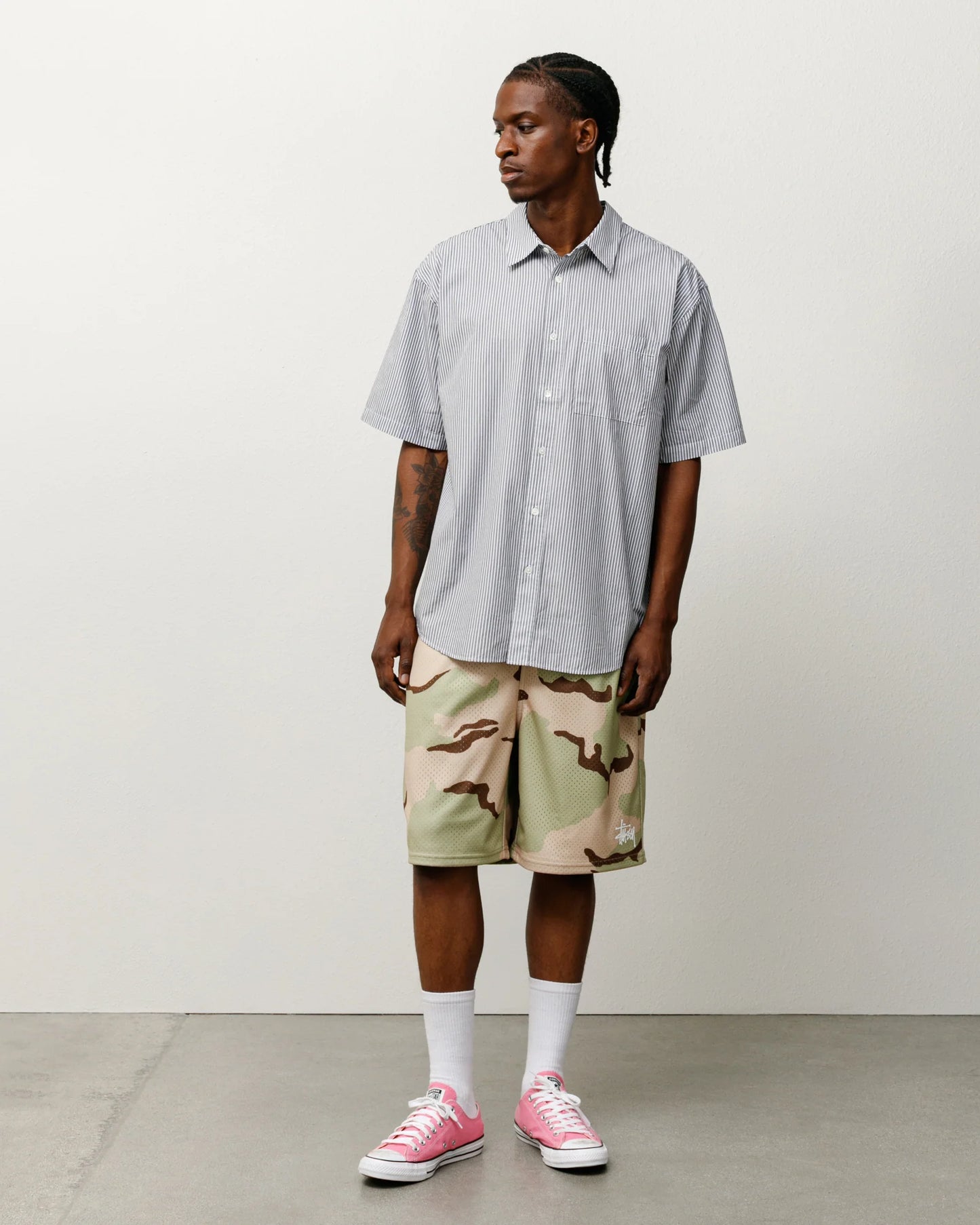 STUSSY BOXY SS SHIRT 8 BALL STRIPE