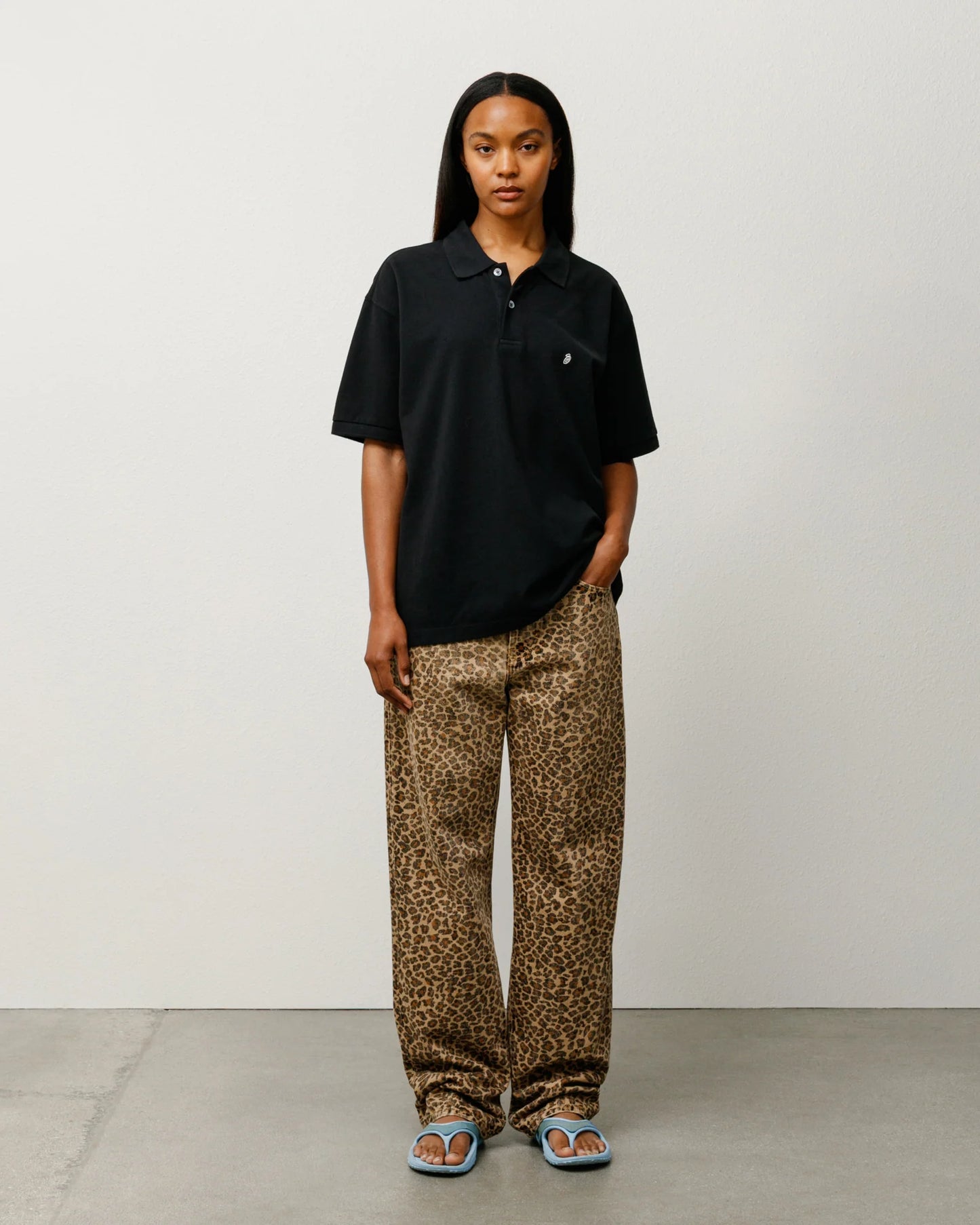 STUSSY CLASSIC PIQUE POLO BLACK